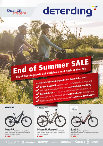 E-Bike End of Summer SALE bei Deterding