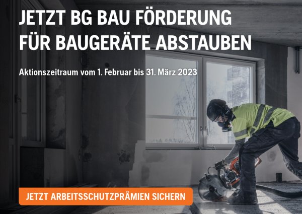 Jetzt BG Bau Förderung für Baugeräte abstauben