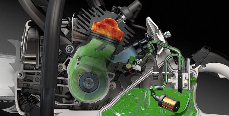Die Benzin-Motors�ge STIHL MS 500i regelt Kraftstoffmenge und Z�ndzeitpunkt perfekt