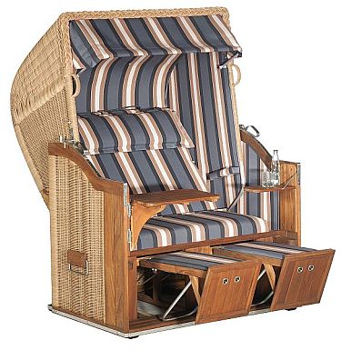 Strandkorb Classic Teak in Rattan-Optik