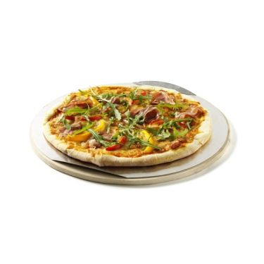 Pizzastein rund, 36 cm mit Alublech