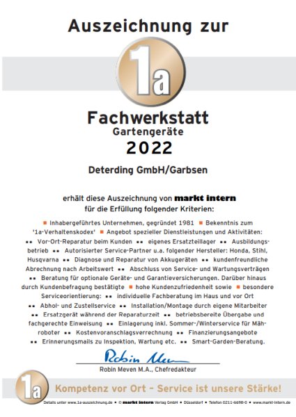 Urkunde 1a Fachwerkstatt 2022